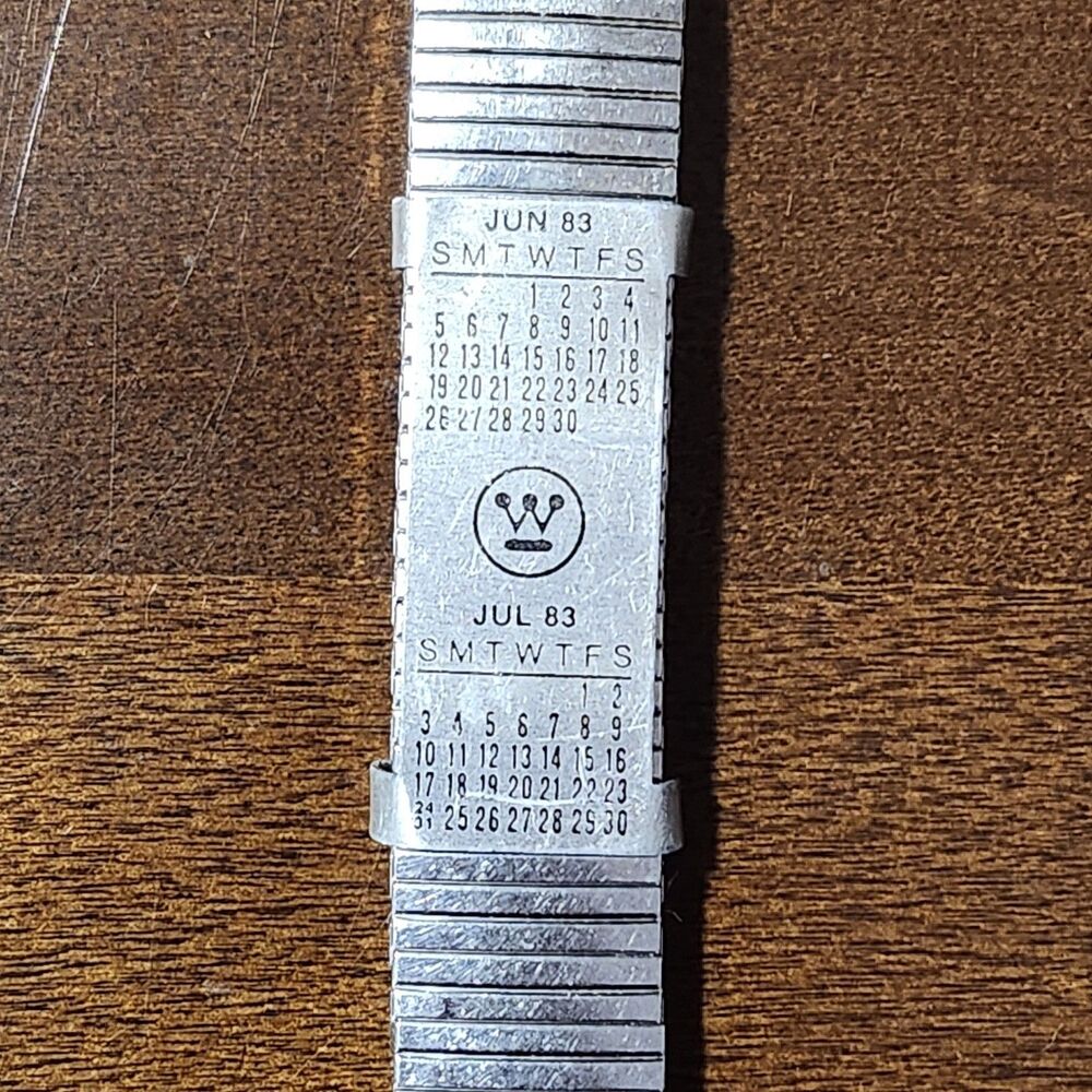 Vtg Speidel Watch Band 1983 Westinghouse Slide Calendar Stainless Steel